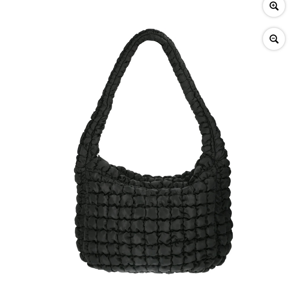 Quilted Puffy Hobo Black Shoulder Carryall Bag NWT - Picture 8 of 15